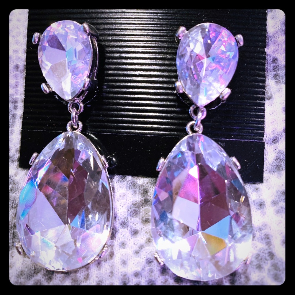 KLJ Kenneth J Lane crystal drop clipped earrings